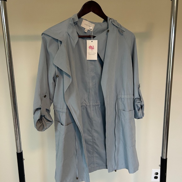 NWT Light Blue Jacket with Drawstring Windbreaker Size S - Picture 2 of 4